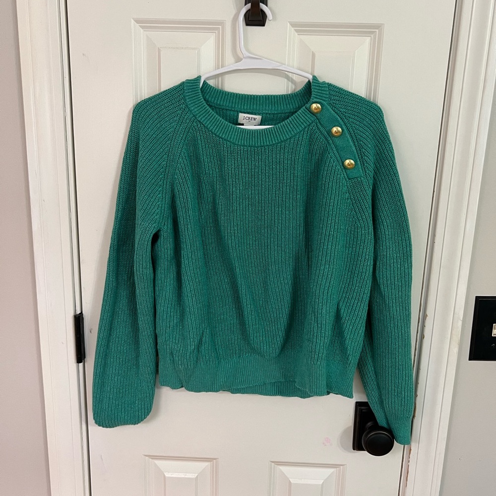 J.Crew Factory Green Button-Accent Women's Sweater